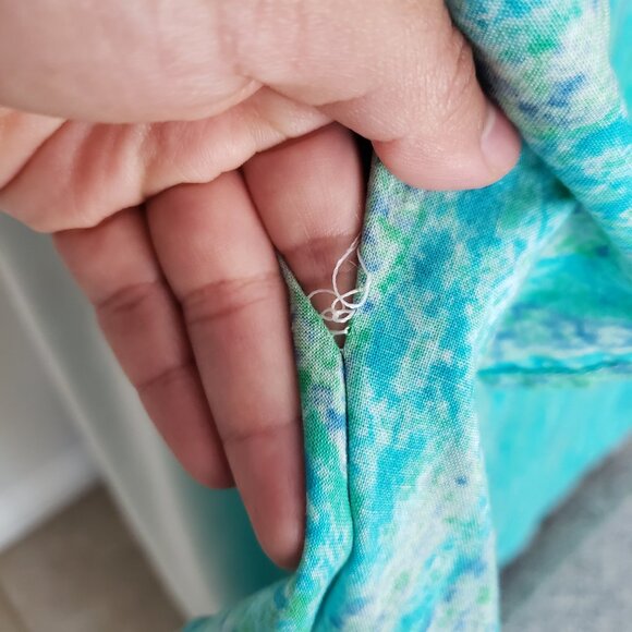 Woman Blue Green Multicolor Scoop Neck Long Dress - Picture 8 of 11